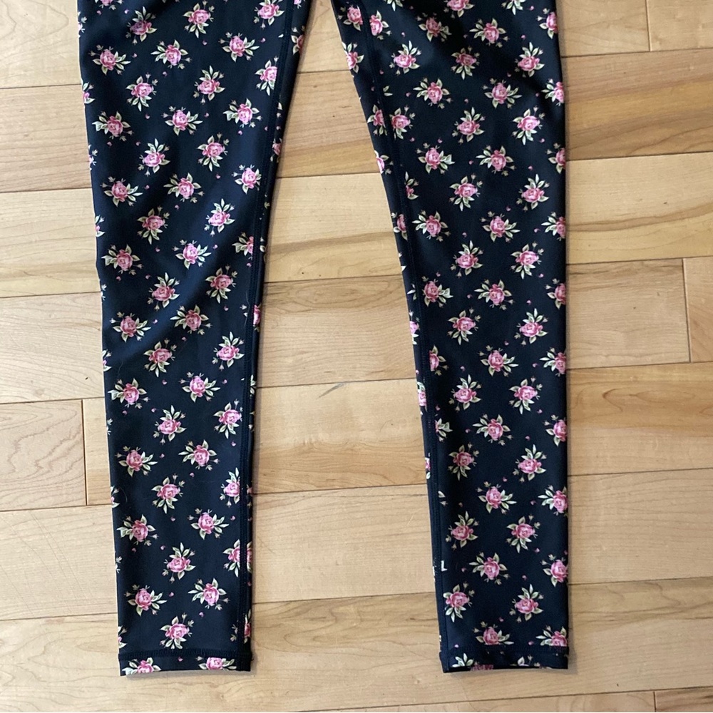 Alice + Olivia Aaron High-Rise Leggings black w ditsy floral motif size small - Picture 4 of 9